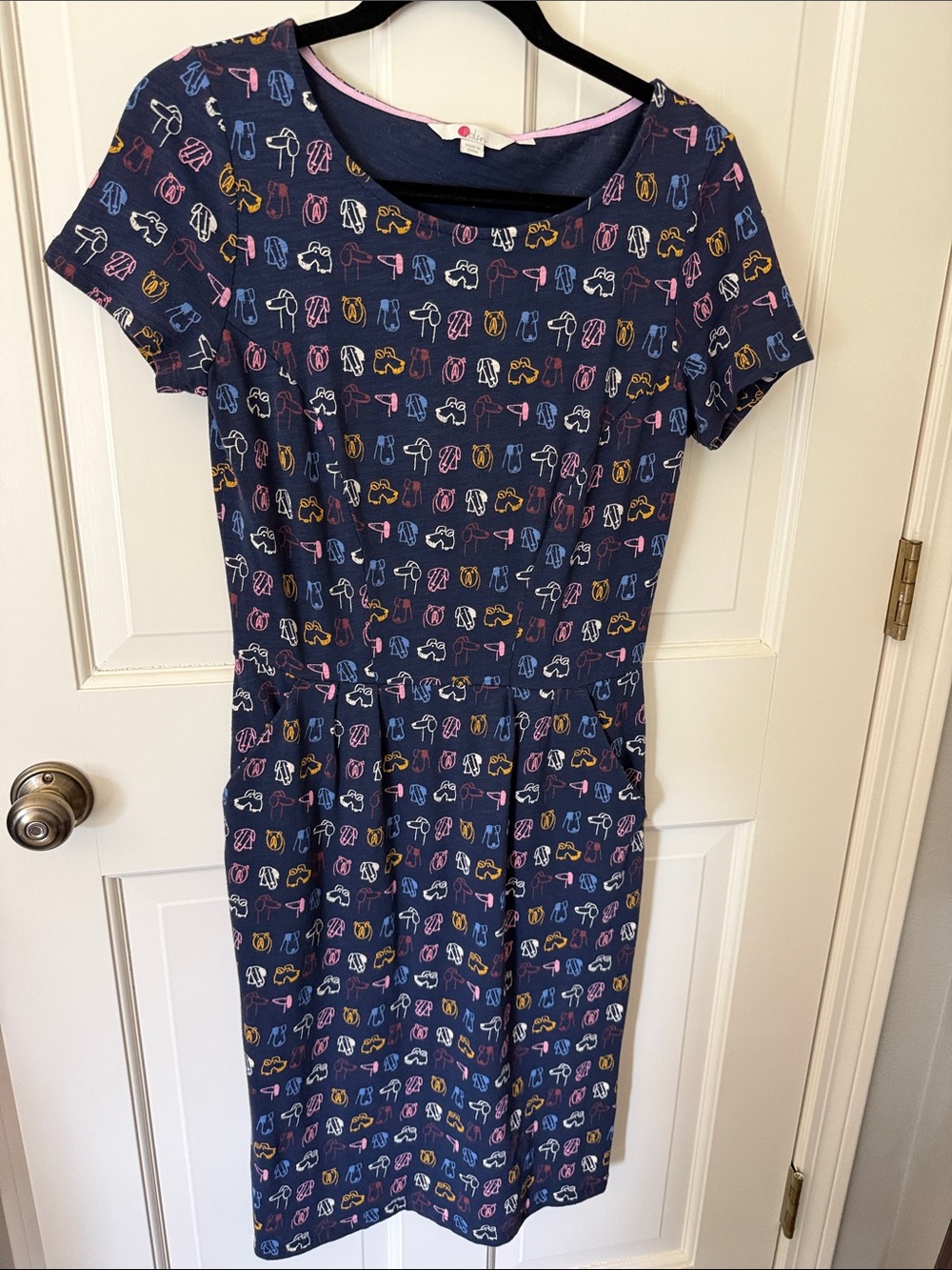 Boden Navy Midi Dress with Multicolor Icons
